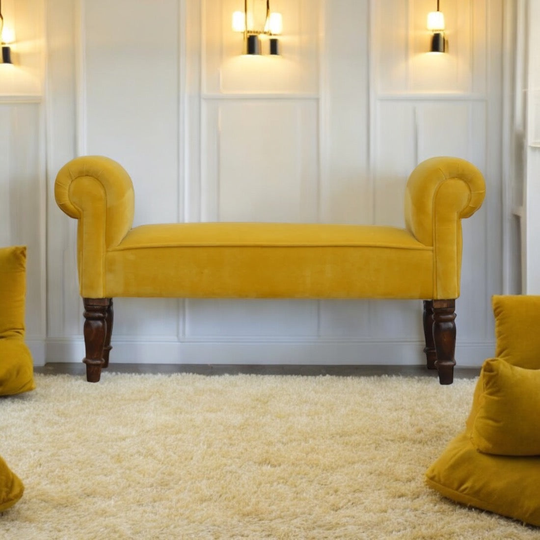 Mustard Velvet bench