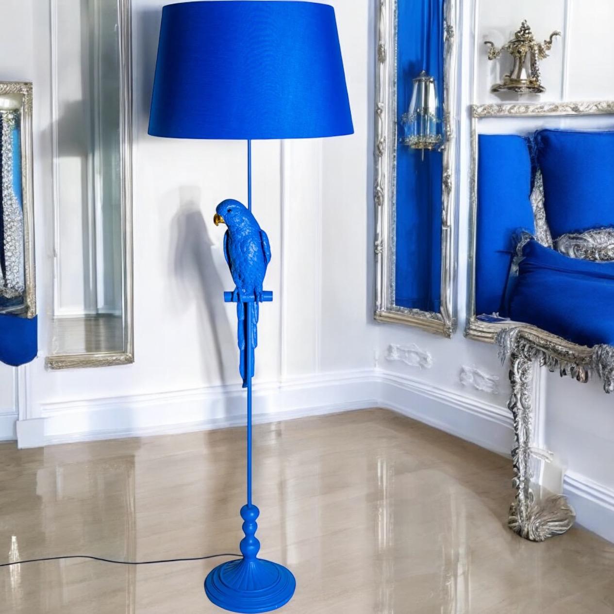 Royal Blue parrot floor standing lamp.