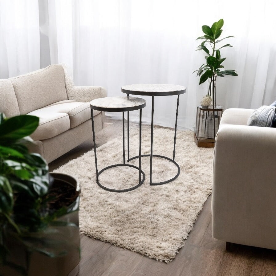 Side Tables with Marble Top (set of 2)