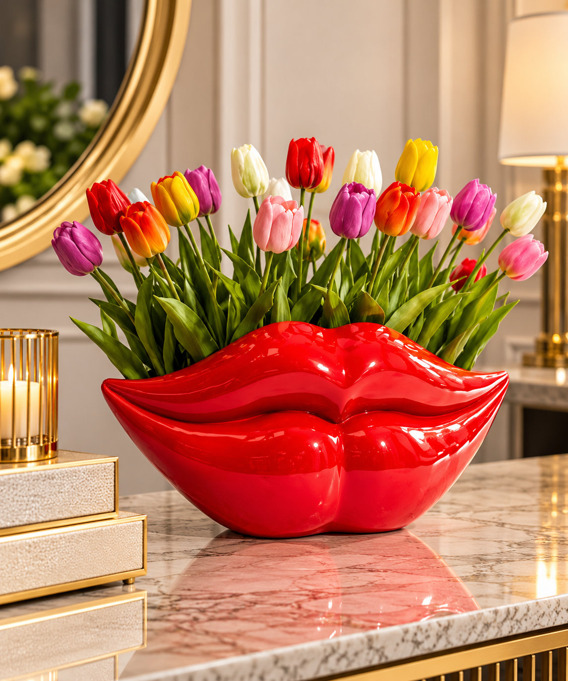Extra Large Red Lips Planter – Luxury Statement Vase