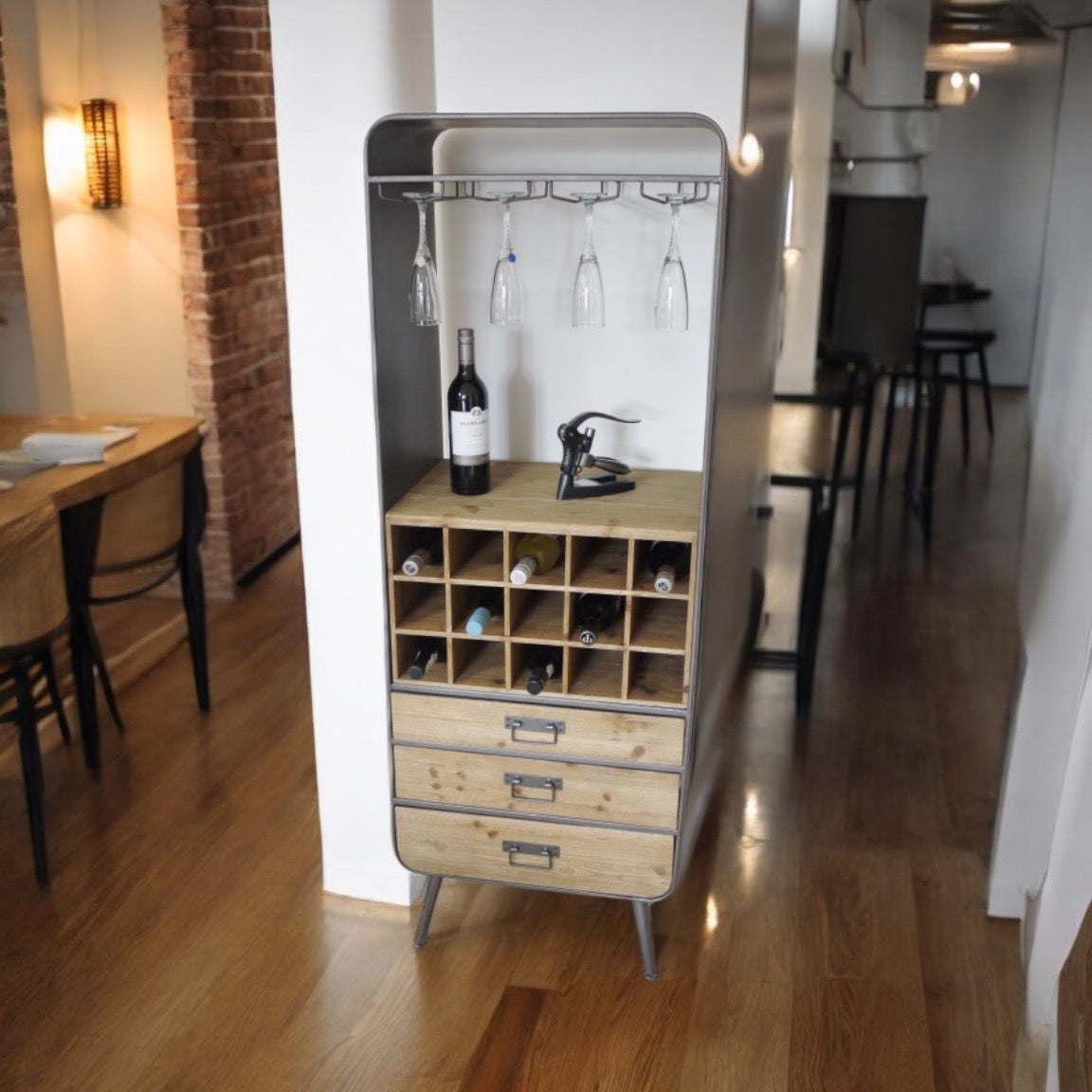 Retro Industrial Wine Cabinet