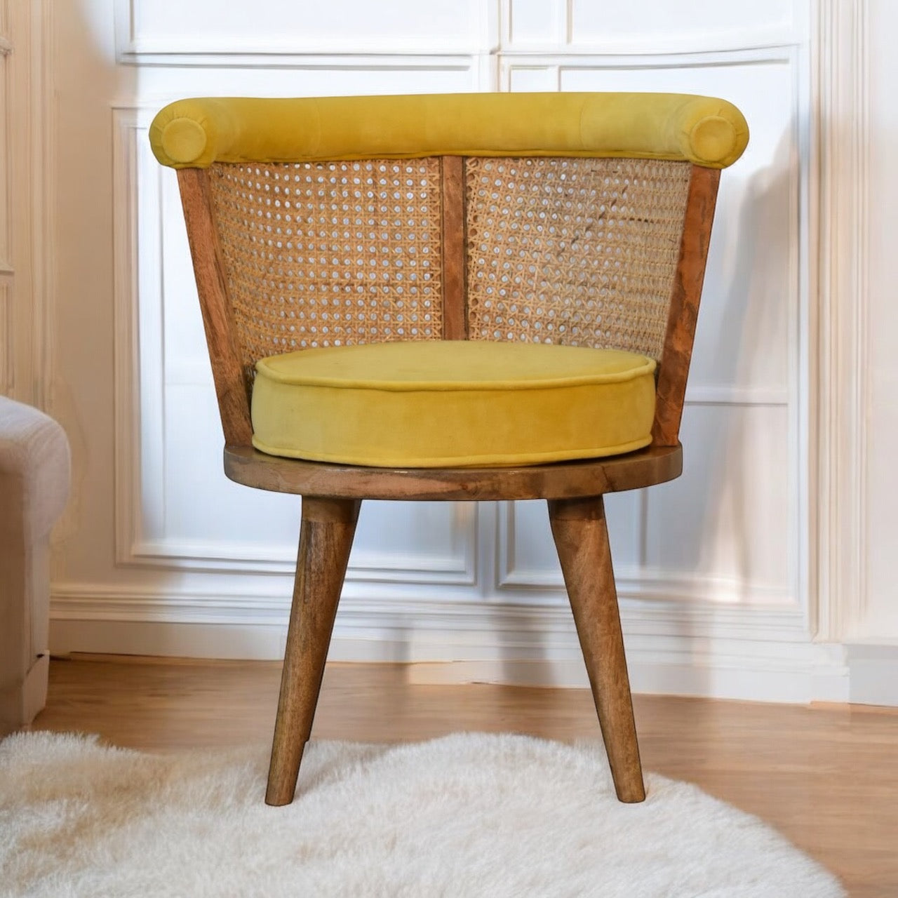 Mustard Rattan Nordic Chair