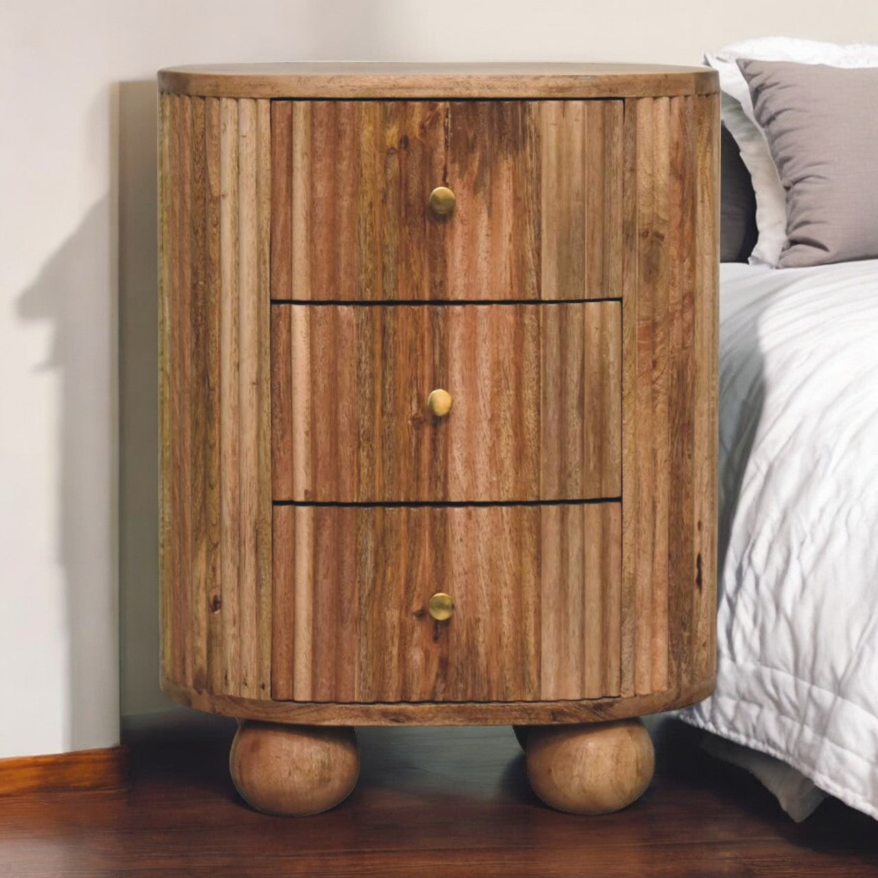 Bedside Table - Ridged Wood Design