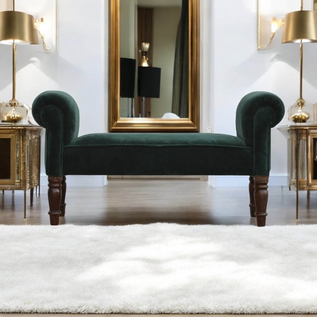 Green Velvet Bench