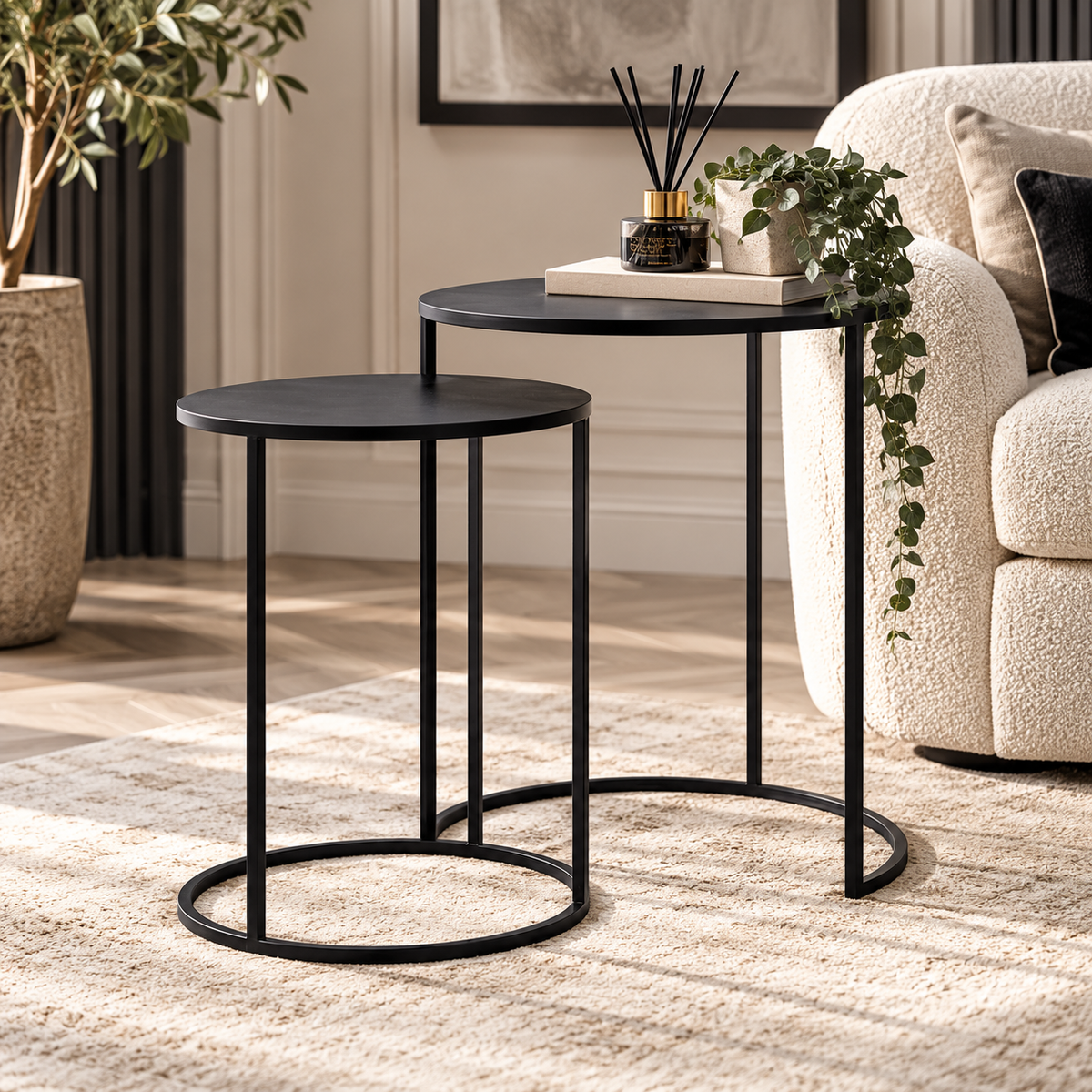 Black Metal Nesting Tables Set of 2 | Home Luxury Interiors