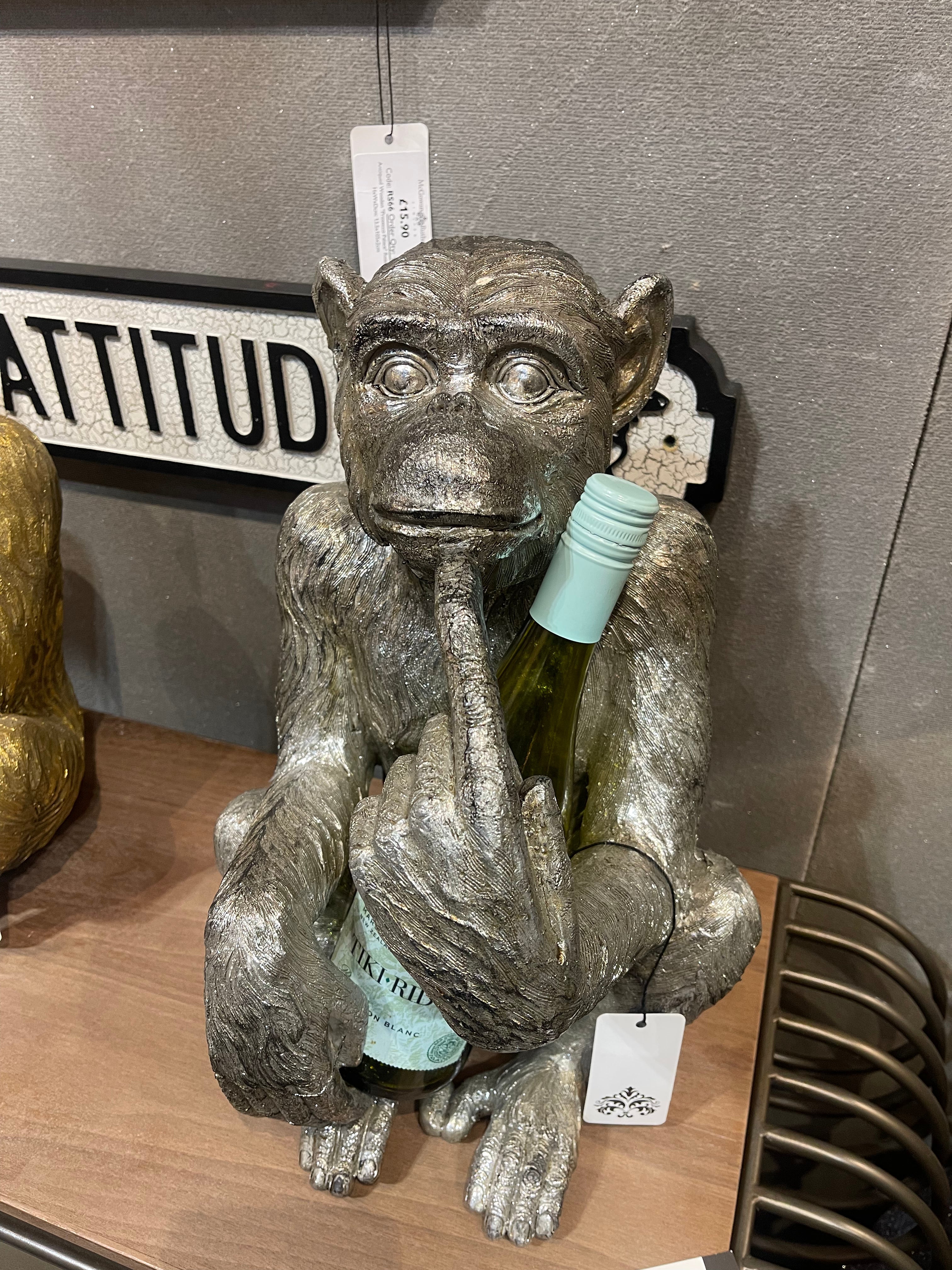 Cheeky monkey Bottle Holder Silver