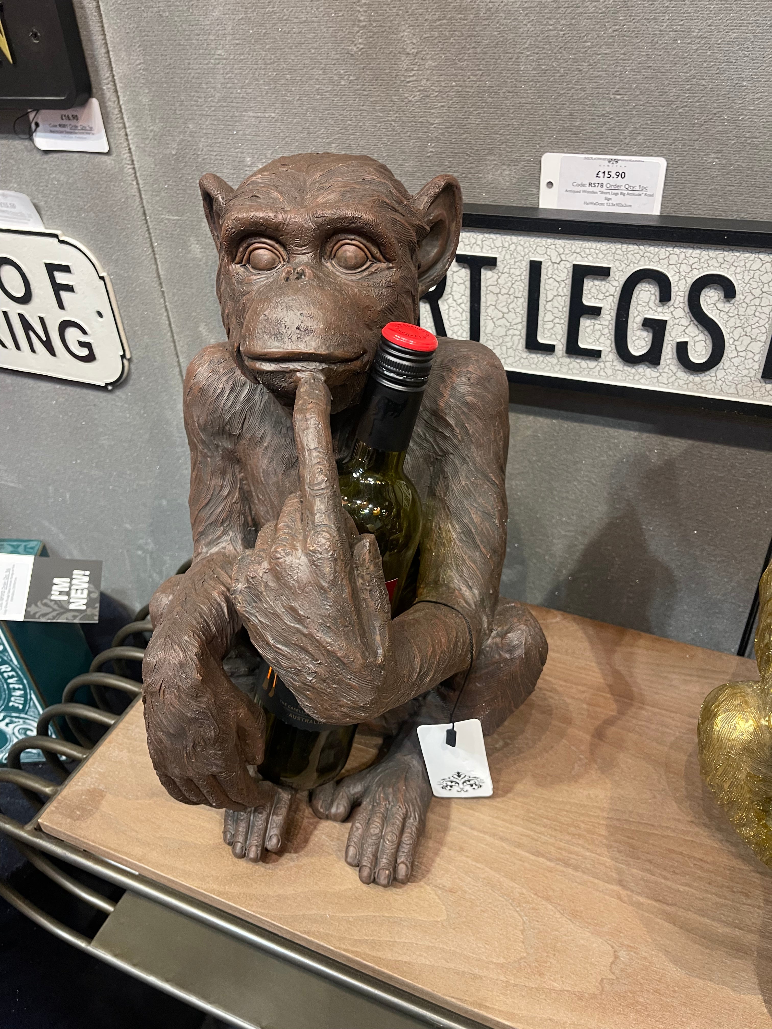 Cheeky monkey Bottle Holder Silver