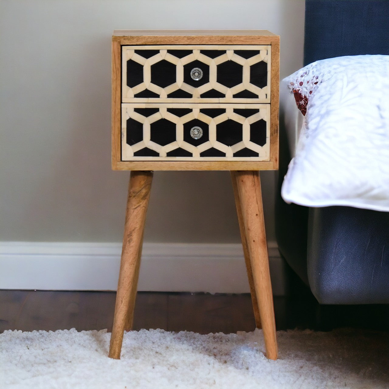 Mini Monochrome inlay bedside table