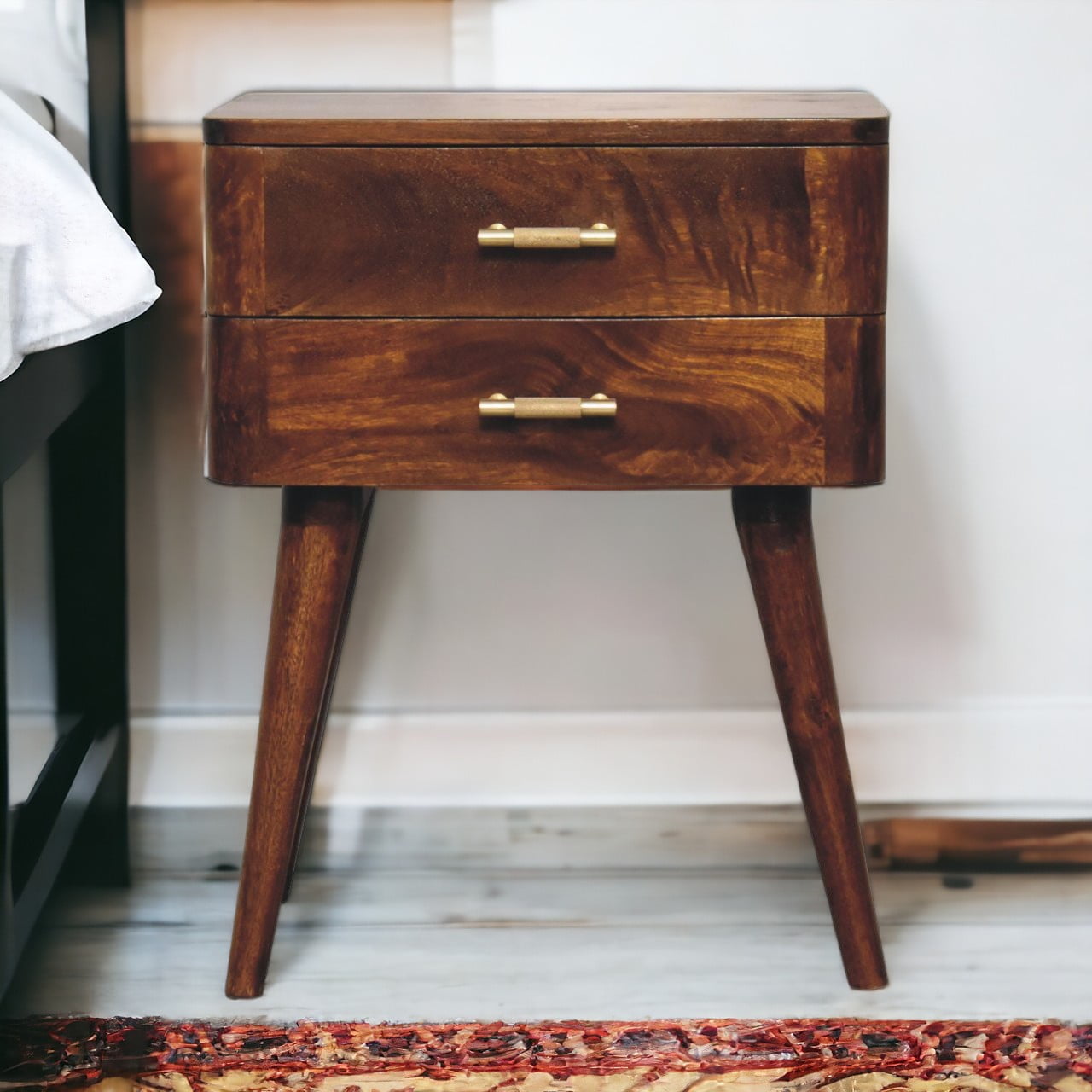 Bedside Table - T-Bar Chestnut oak