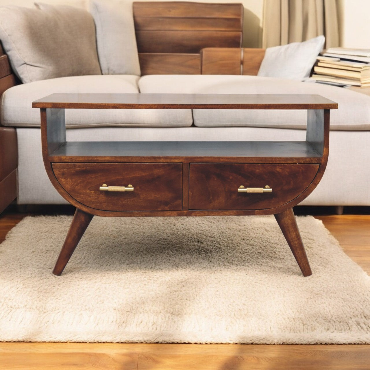Chestnut Oak Curved Coffee Table