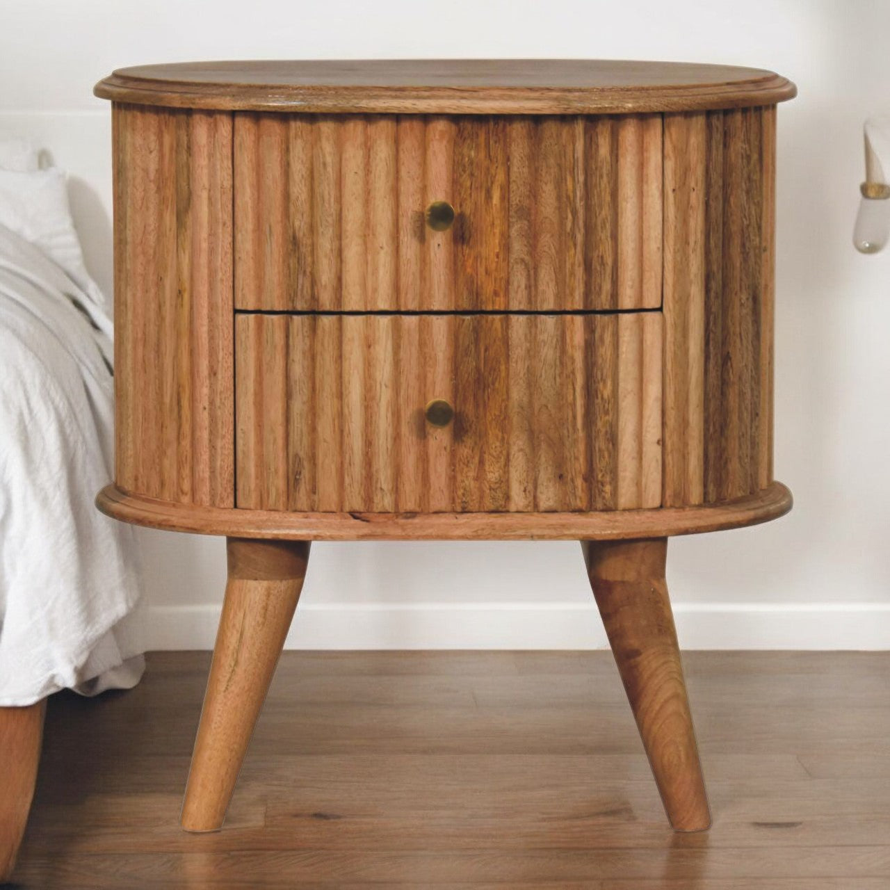 Bedside Table - Ridged Nordic Style