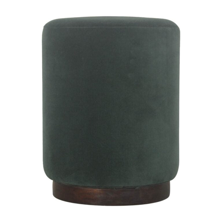Emerald Green footstool with Wooden base.
