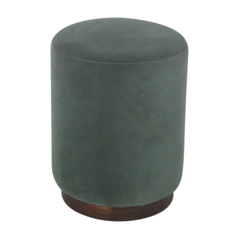 Emerald Green footstool with Wooden base.