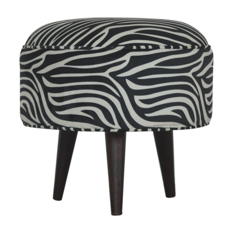 Zebra Nordic style Velvet footstool