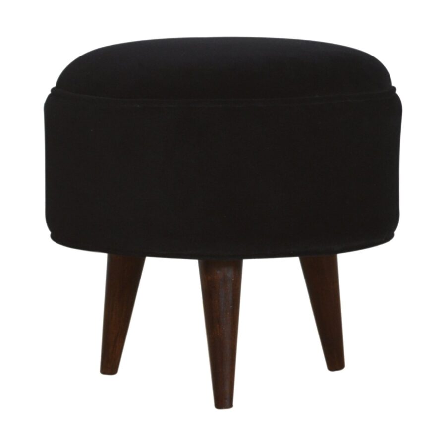 Luxurious Jet Black Nordic velvet footstool