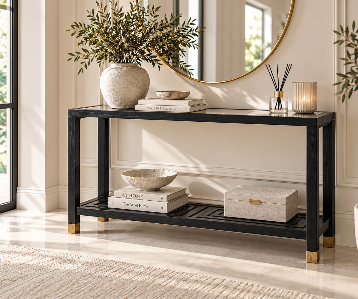 Lennox Black Console Table | Luxury Hallway Furniture UK
