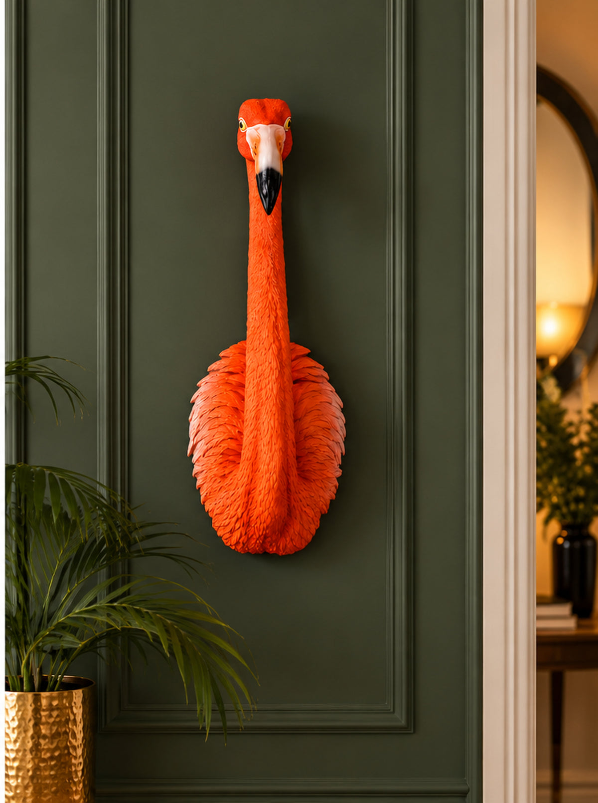 Orange Flamingo Wall Sculpture – Large Statement Wall Décor”