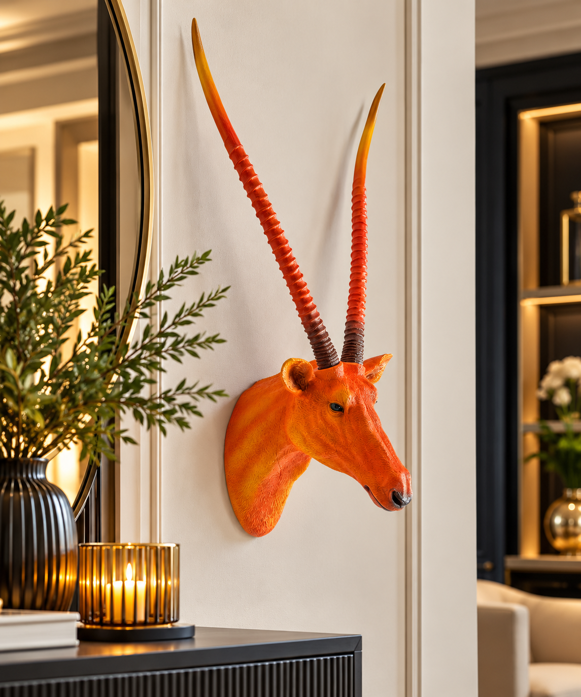 Antelope Wall Sculpture - Vibrant Orange