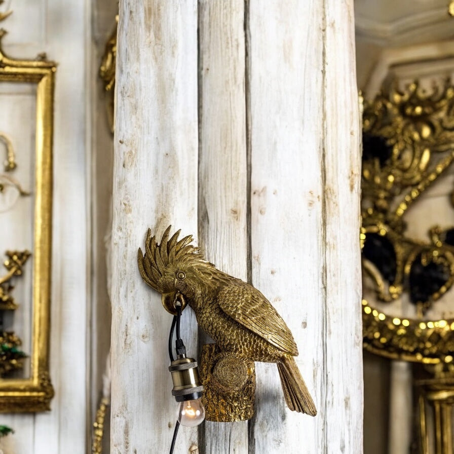 Cockatoo Wall Light - Antique Gold
