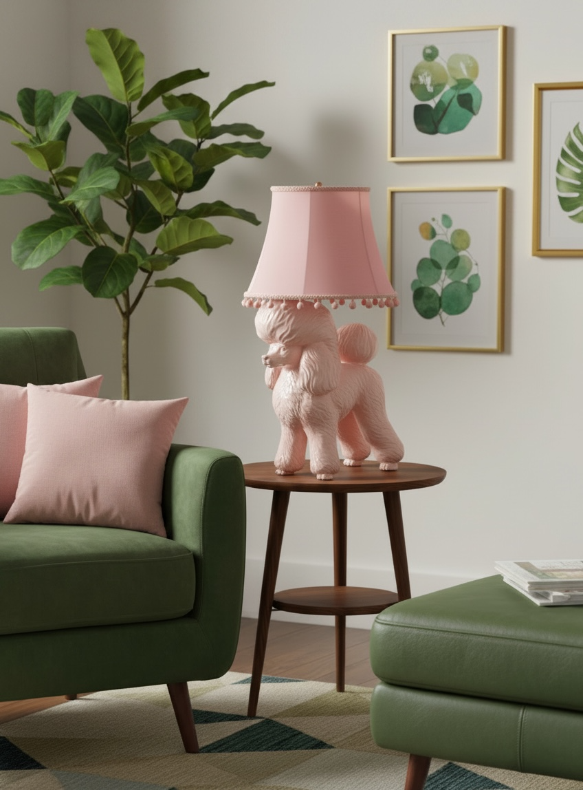 Pink Poodle Table Lamp