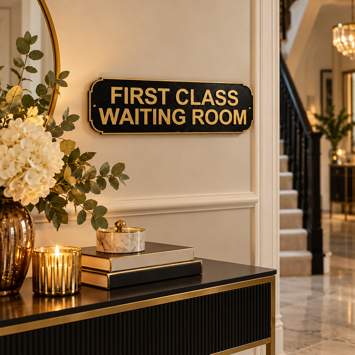 First Class Waiting Room Sign