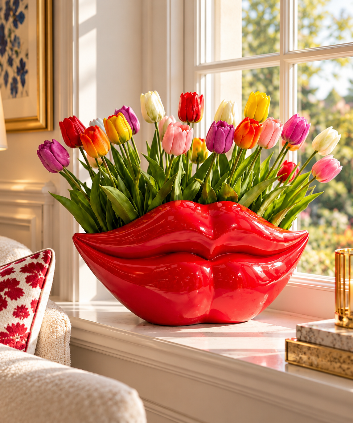 Extra Large Red Lips Planter – Luxury Statement Vase