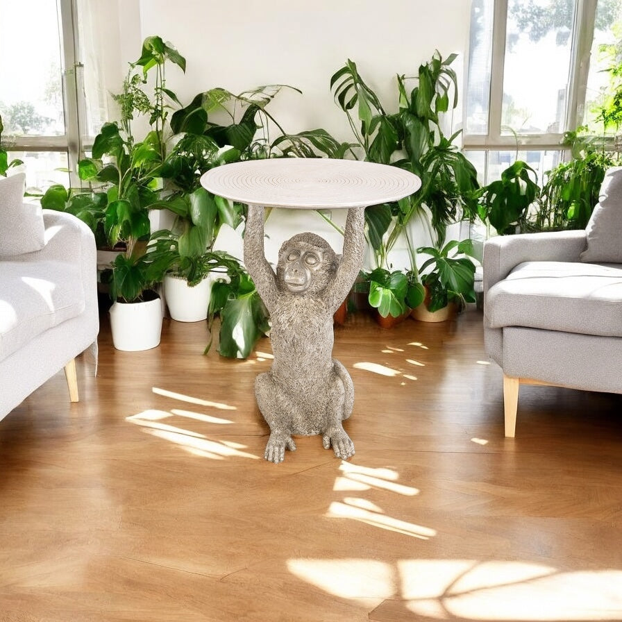 Monkey Side Table - Silver
