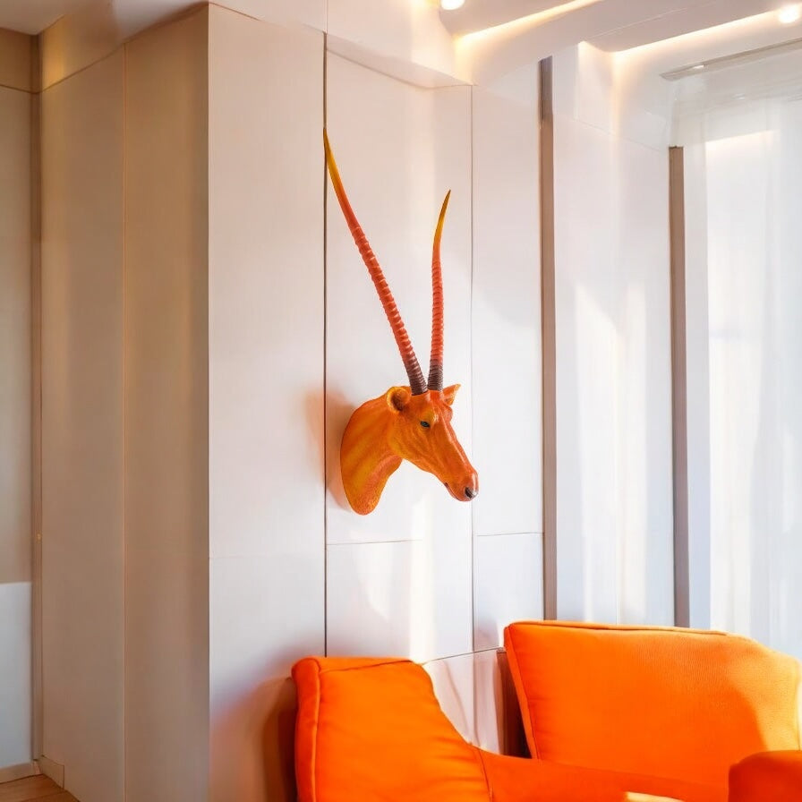 Antelope Wall Sculpture - Vibrant Orange