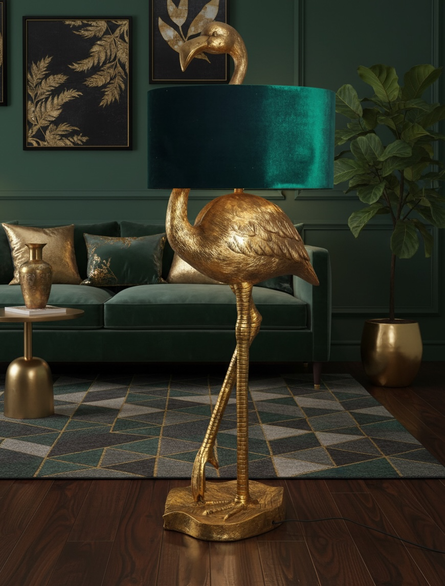 Golden Flamingo floor standing lamp
