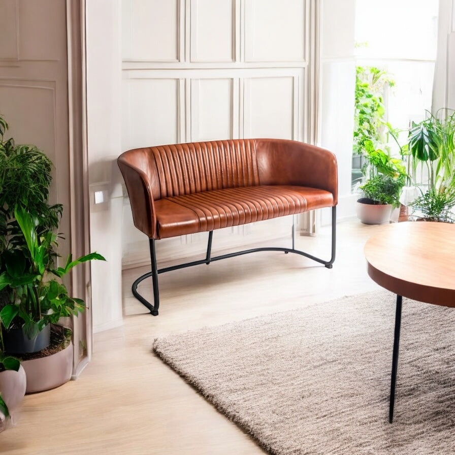 Vintage Tan Leather - 2 Seater Sofa