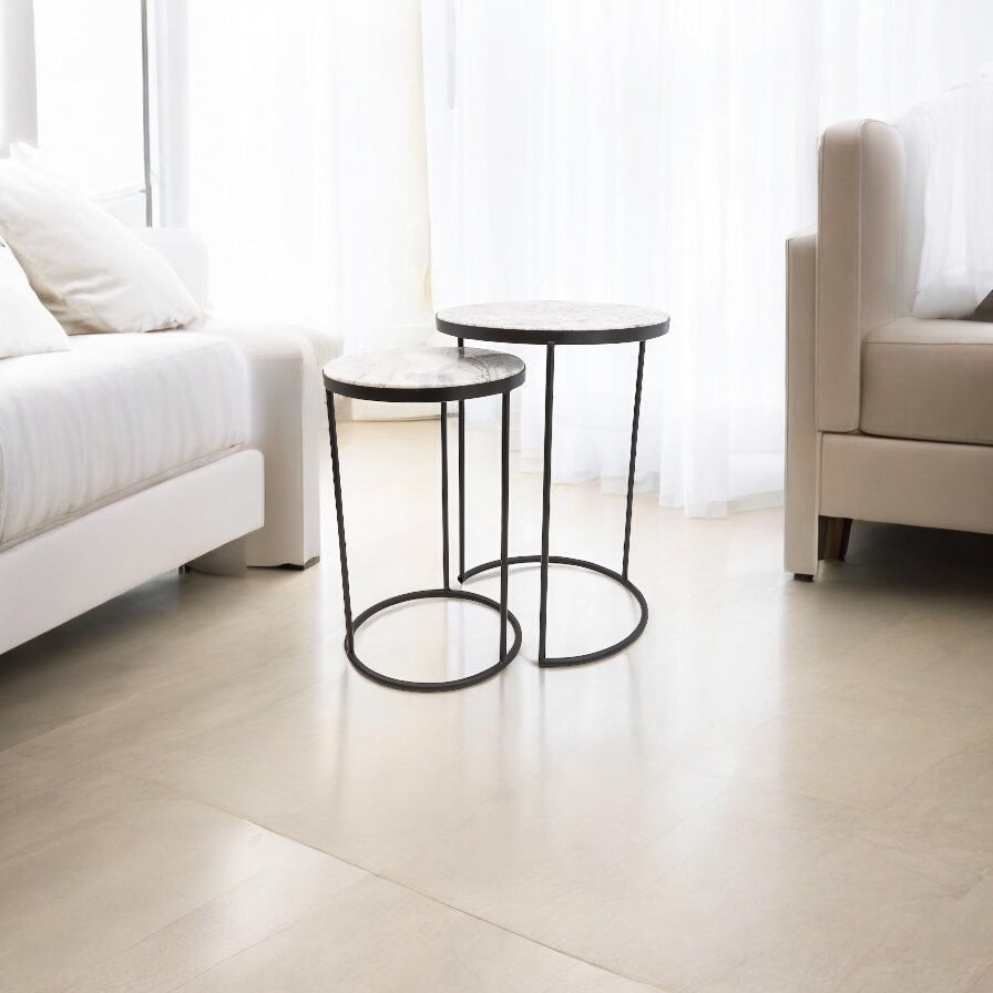 Side Tables with Marble Top (set of 2)