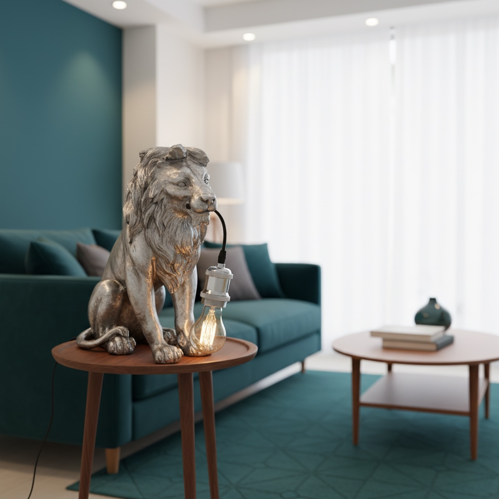 Sitting Lion Table lampshade - Silver