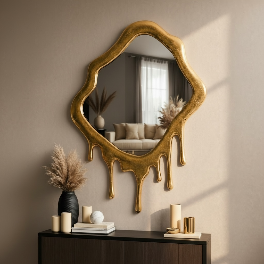 Golden drip Mirror - Large